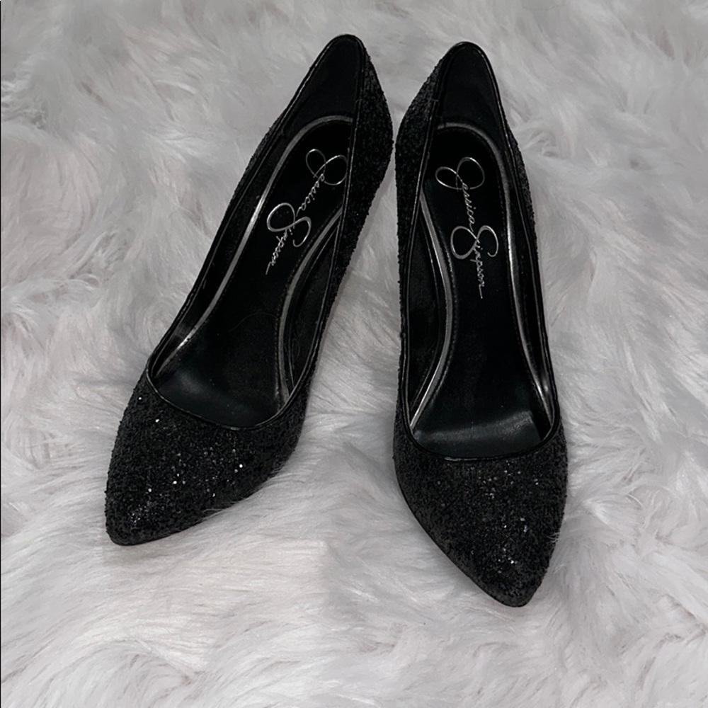 Jessica Simpson Black Glitter Pumps